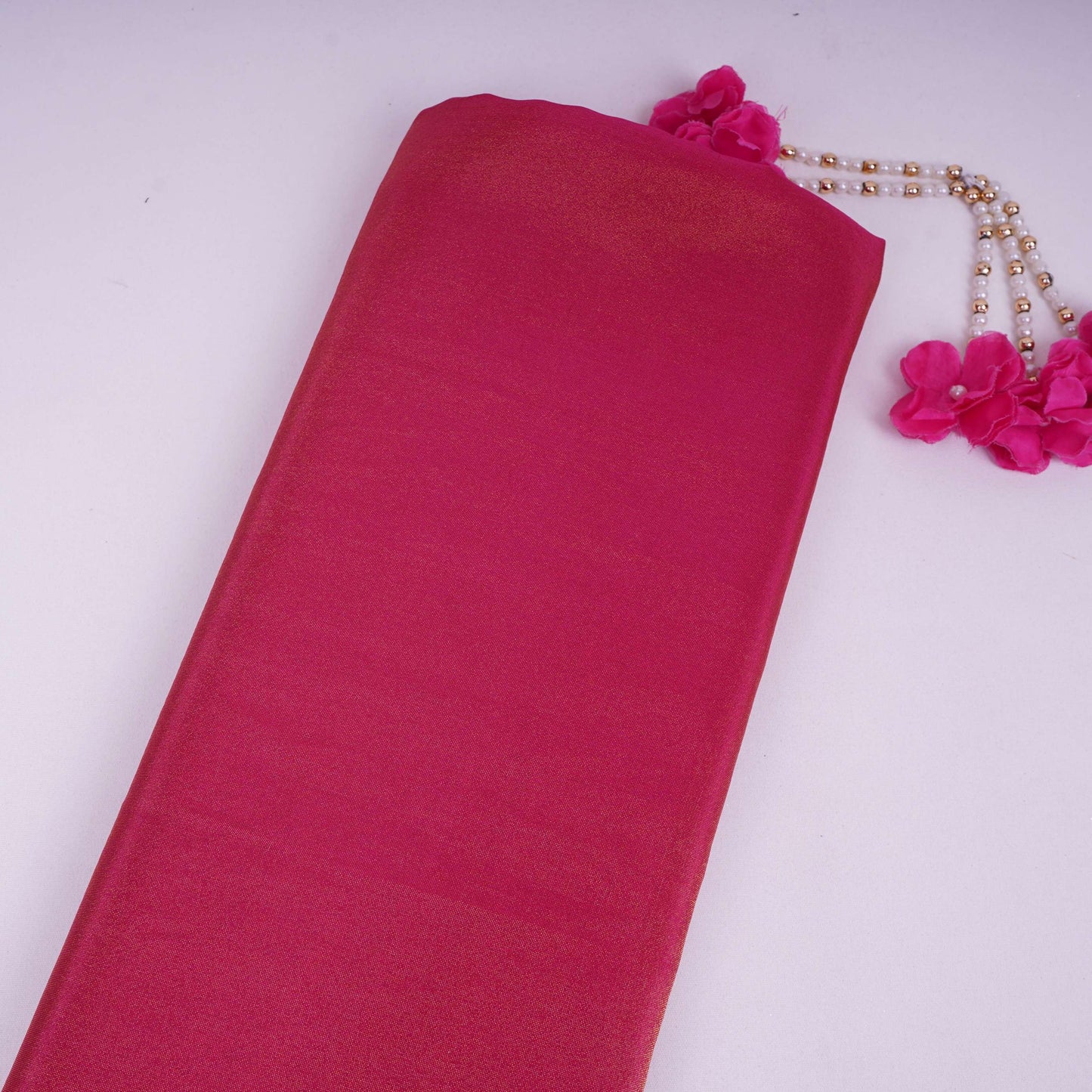 Rani Pink Solid Shimmer Tissue Fabric NFS-12