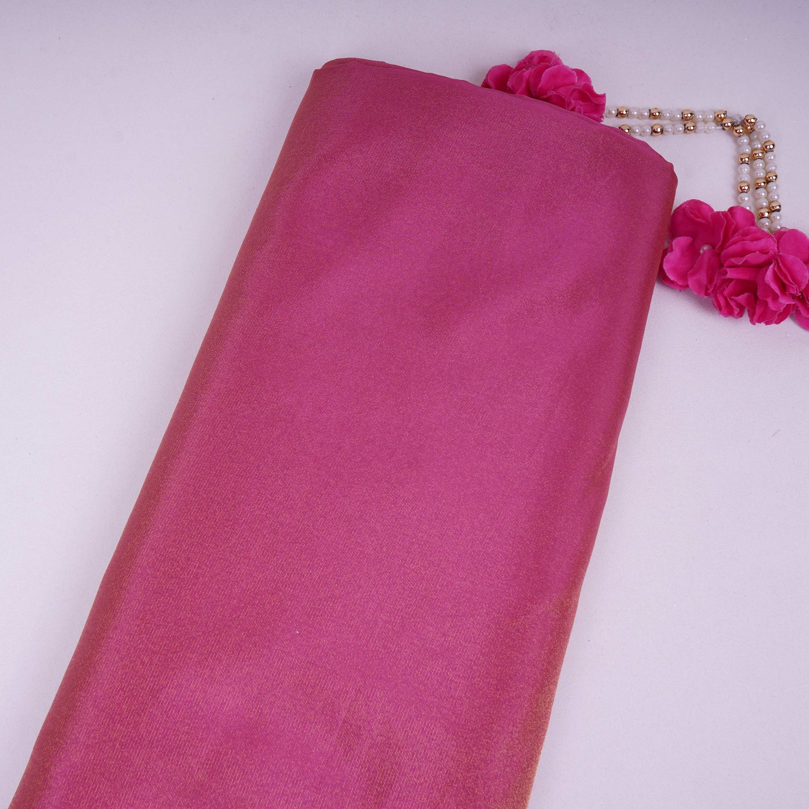 Pink Solid Shimmer Tissue Fabric NFS-11 - TradeUNO