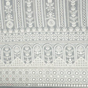 Off White Dyeable Chikankari Mirror Embroidery Georgette Fabric AT-30351 - TradeUNO