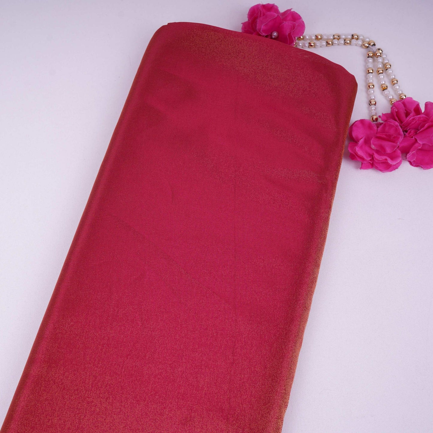 Red Solid Shimmer Tissue Fabric NFS-14