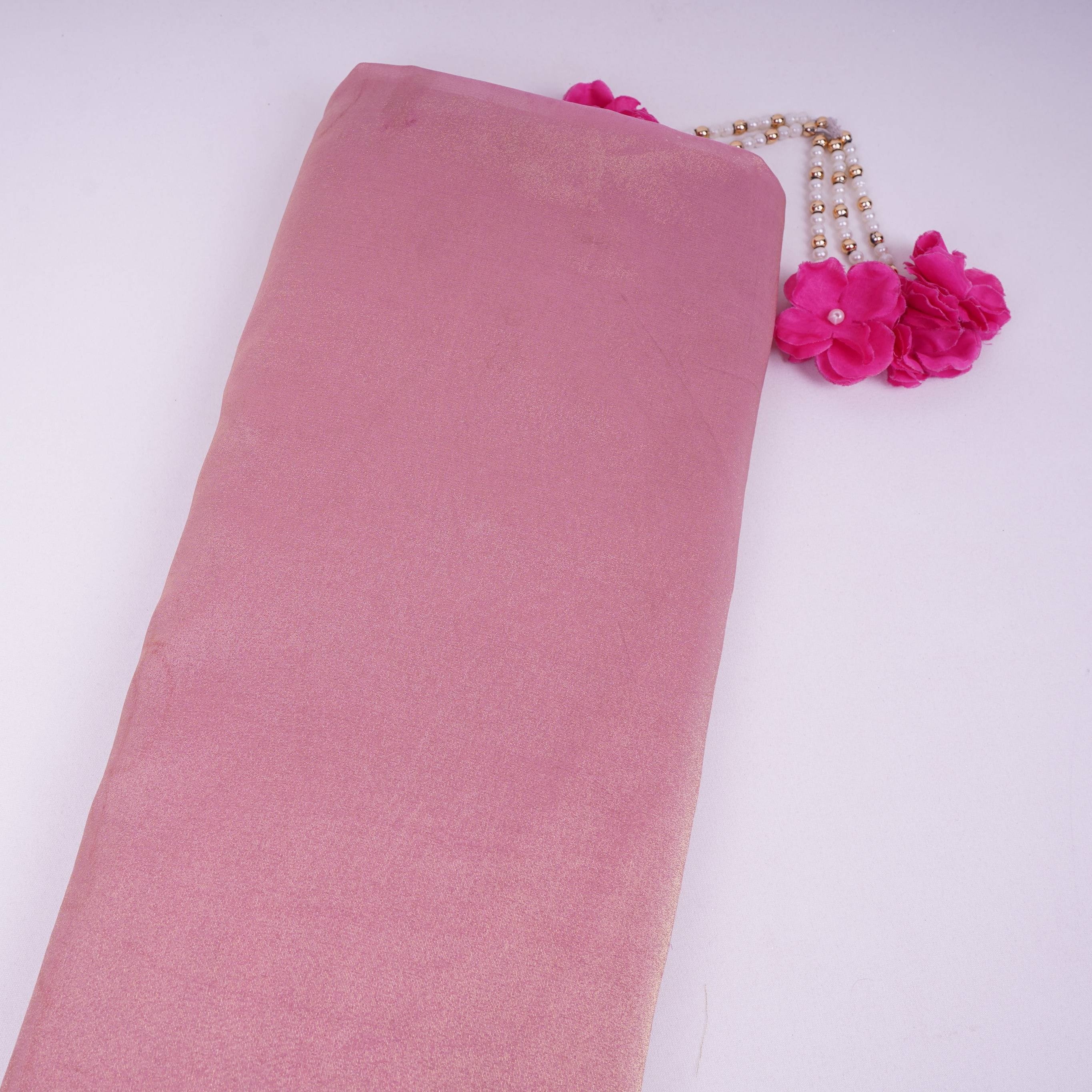 Baby Pink Solid Shimmer Tissue Fabric NFS-03 - TradeUNO