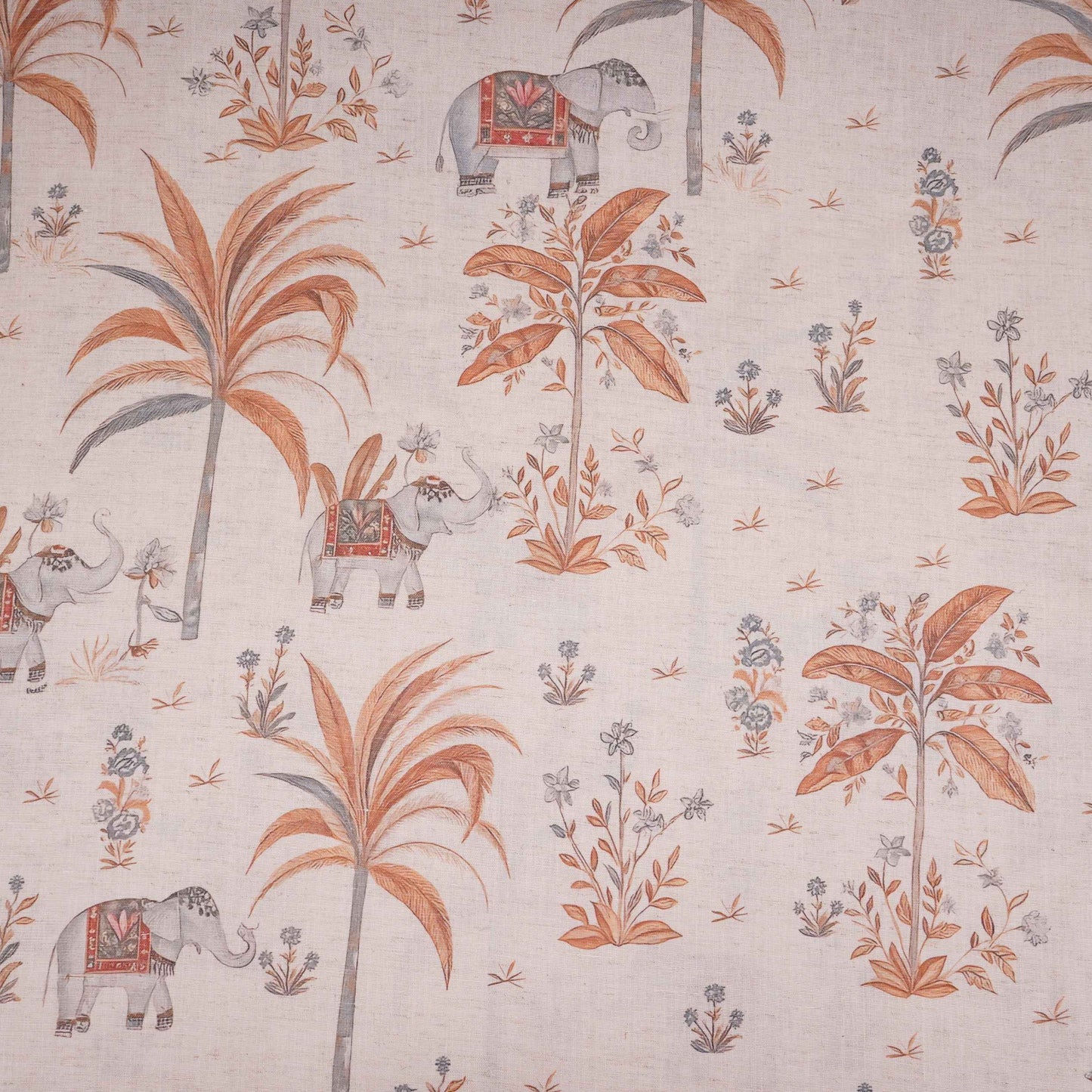 Peach floral print Cotton Linen Fabric DE-32142