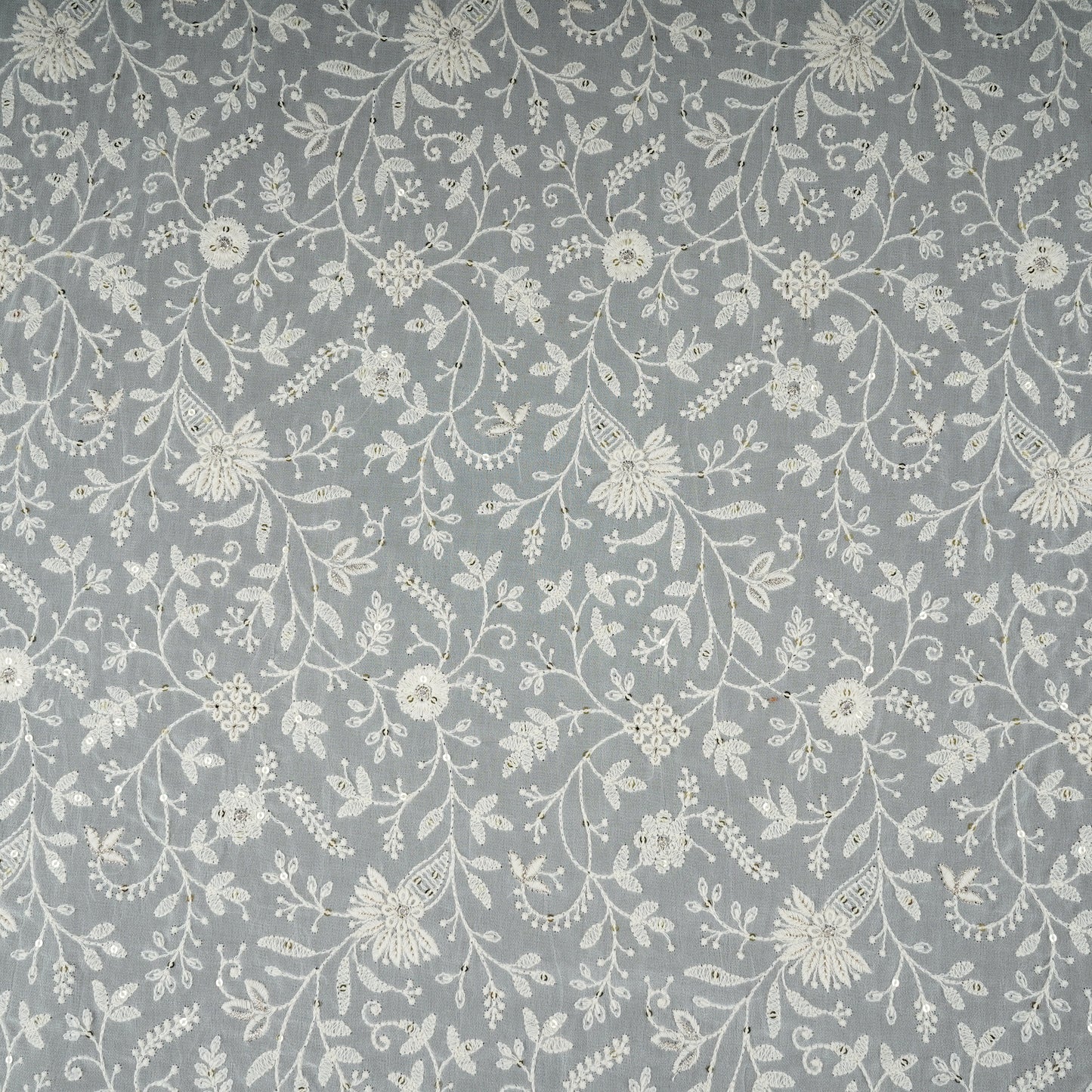 Off White Dyeable Chikankari Embroidery Georgette Fabric AT-30352