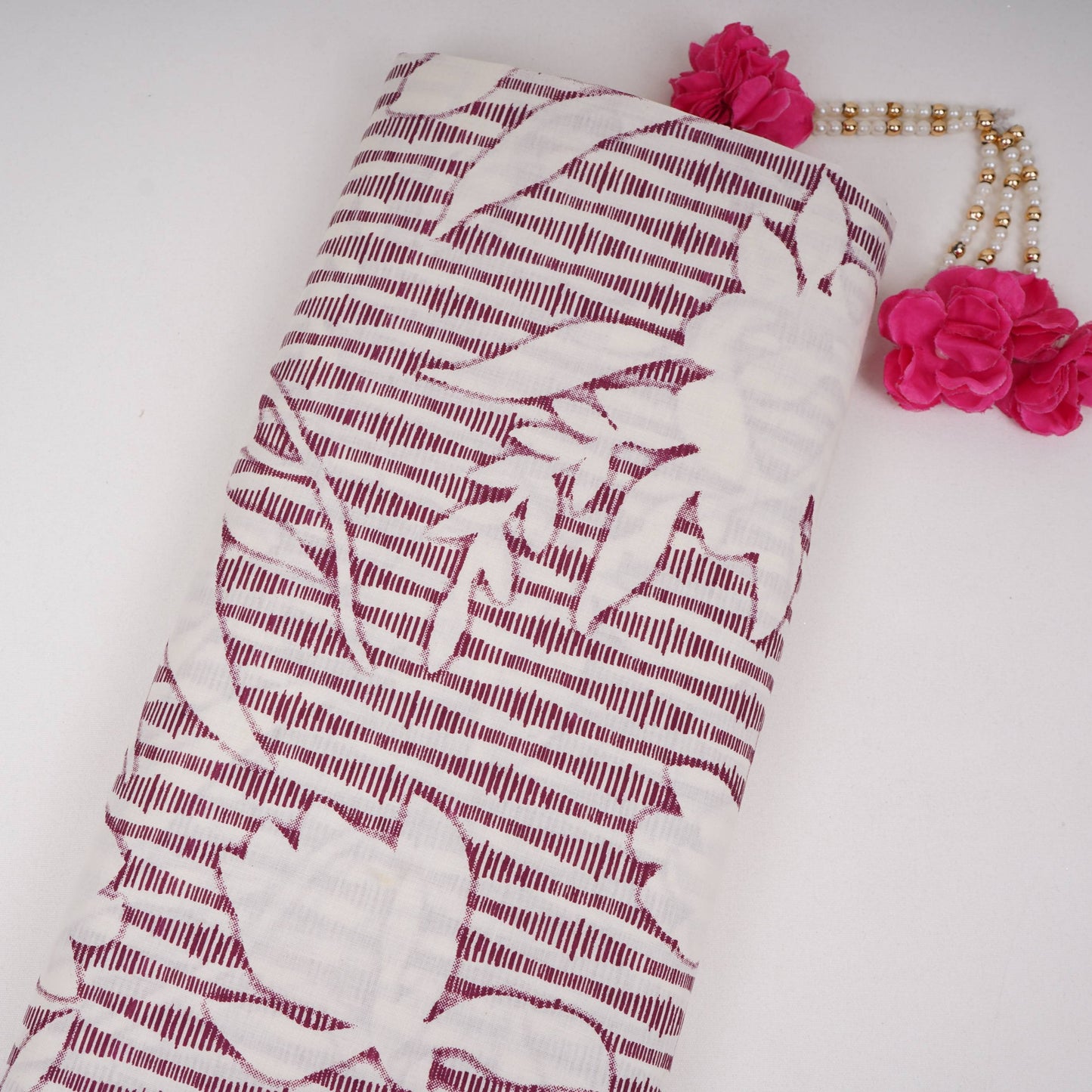 Purple Floral Print Cotton Fabric DE-32299