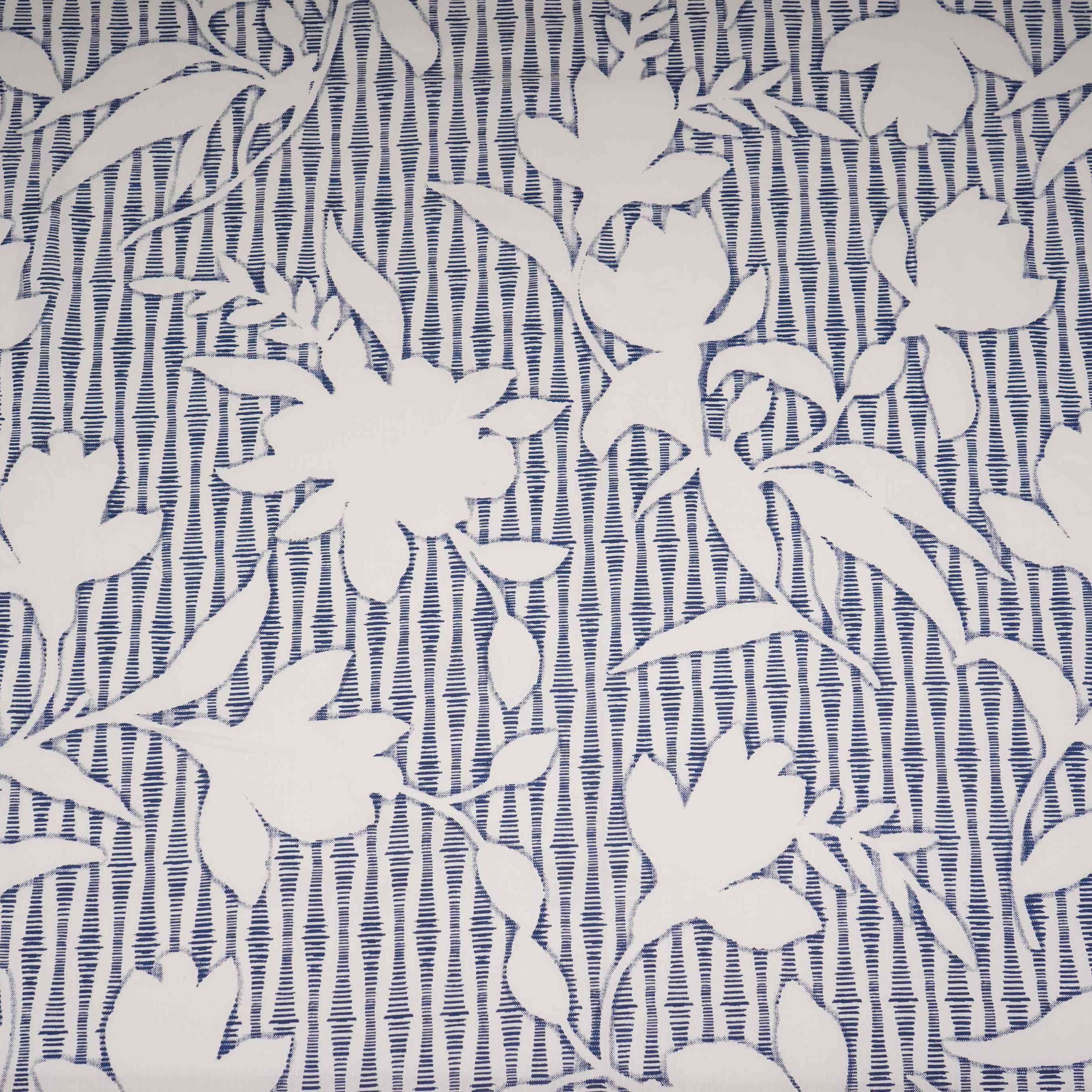 Blue Floral Print Cotton Fabric DE-32298 - TradeUNO