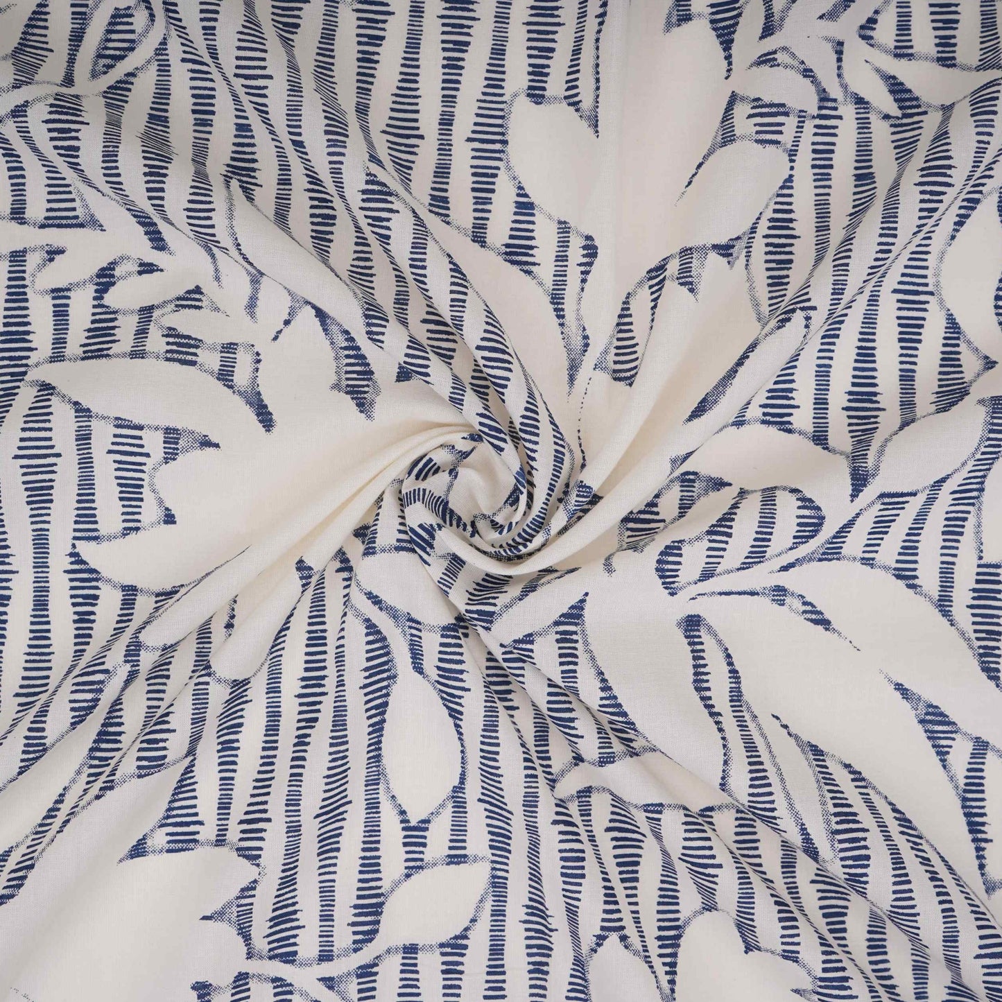 Blue Floral Print Cotton Fabric DE-32298
