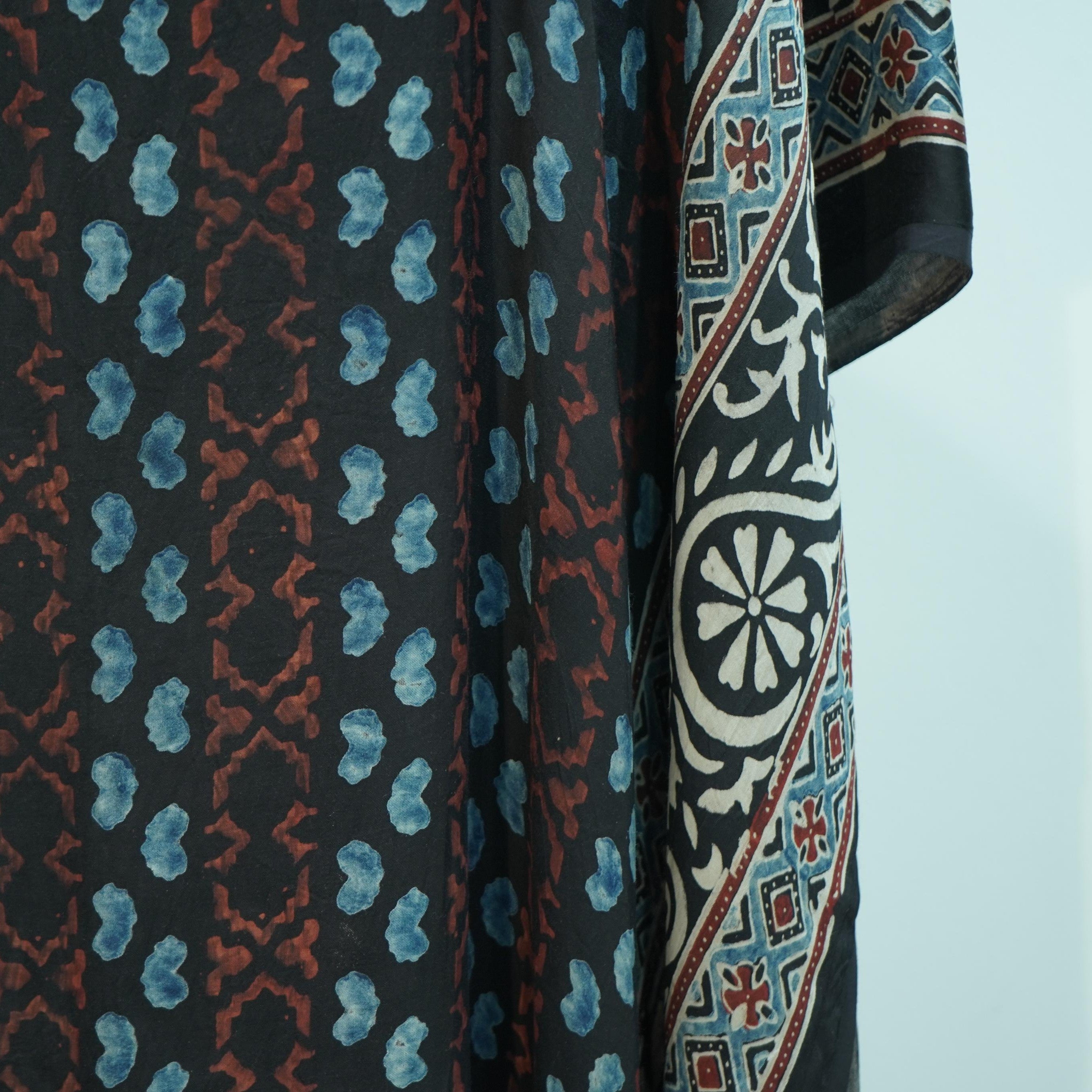Black Ajrakh print Modal Silk Kaftan EEG-31605