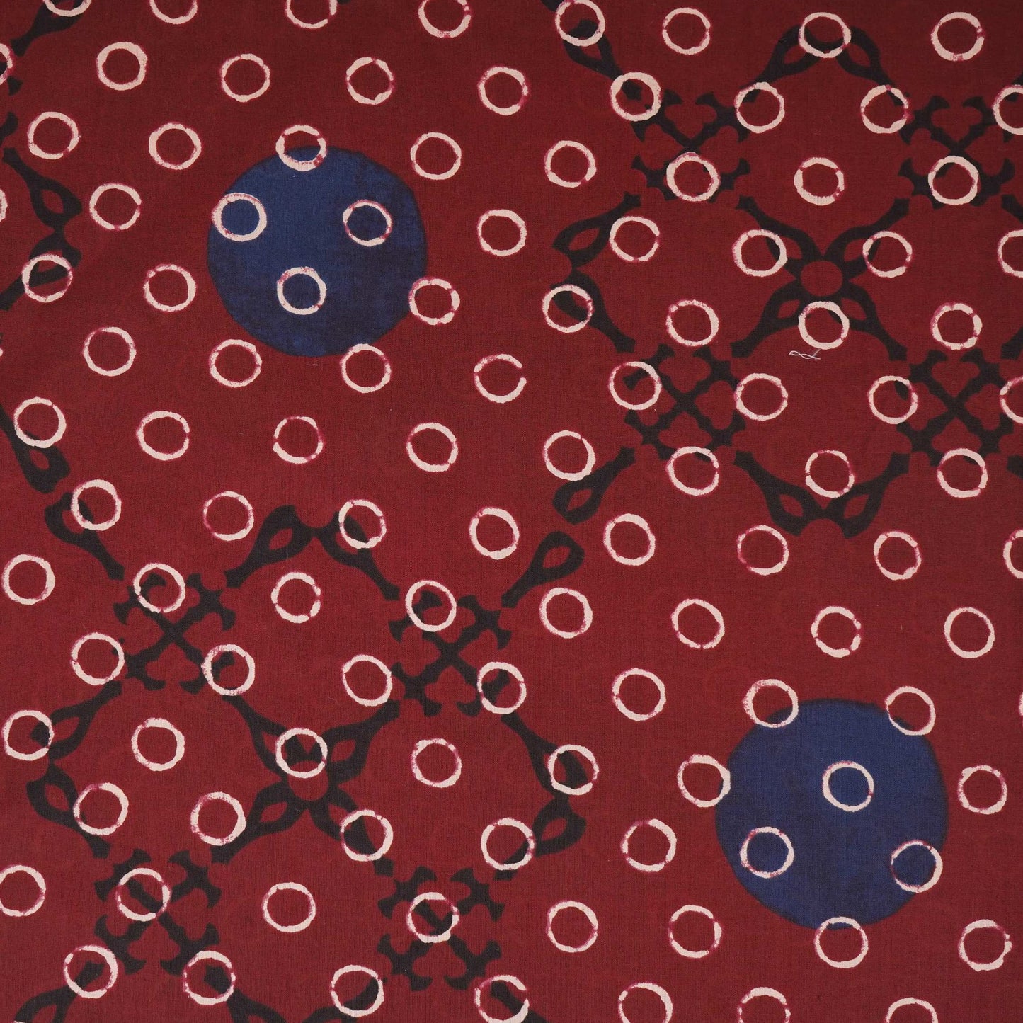 Maroon With Multicolor Polka Dot Cotton Fabric DE-32295