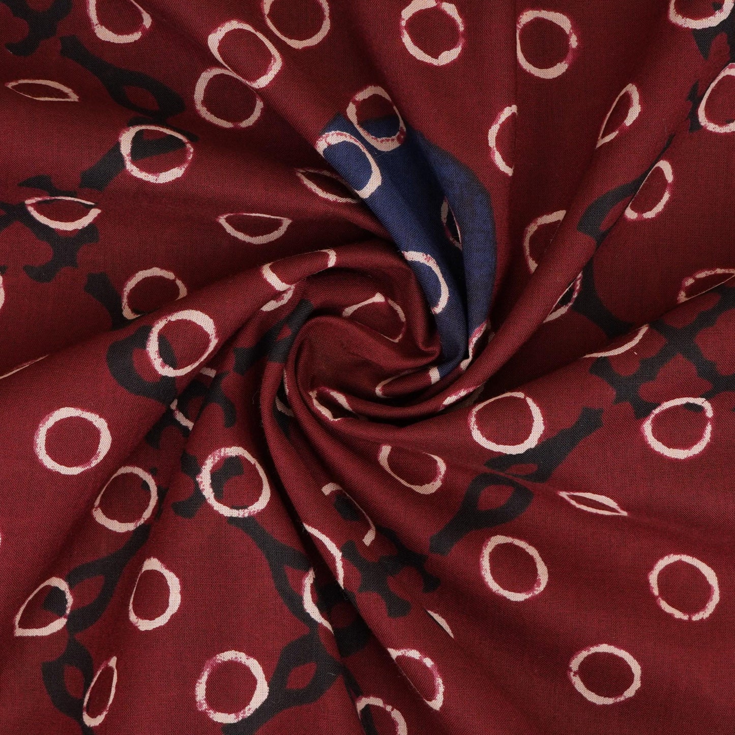 Maroon With Multicolor Polka Dot Cotton Fabric DE-32295