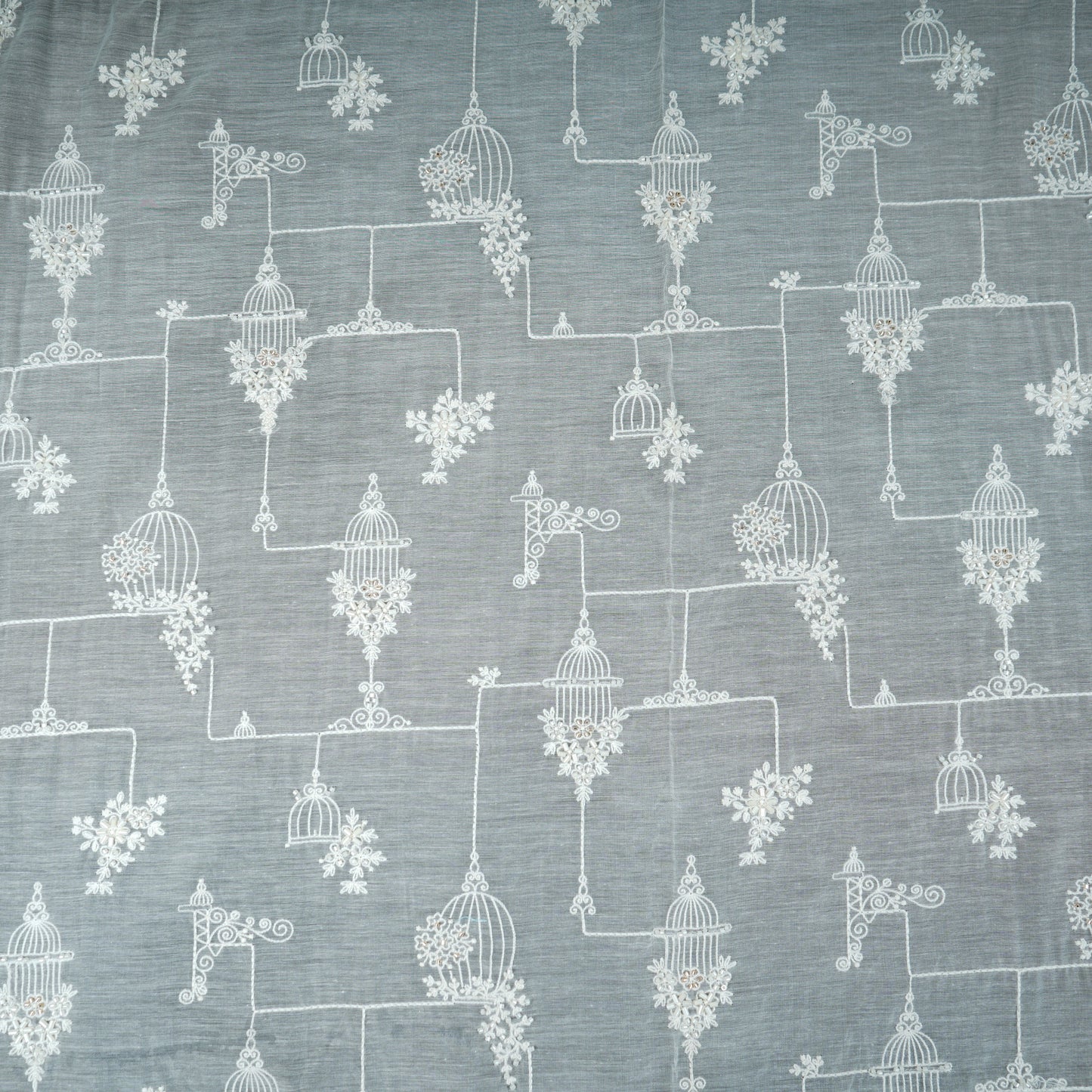 Off White Dyeable Chikankari Embroidery Georgette Fabric AT-30353