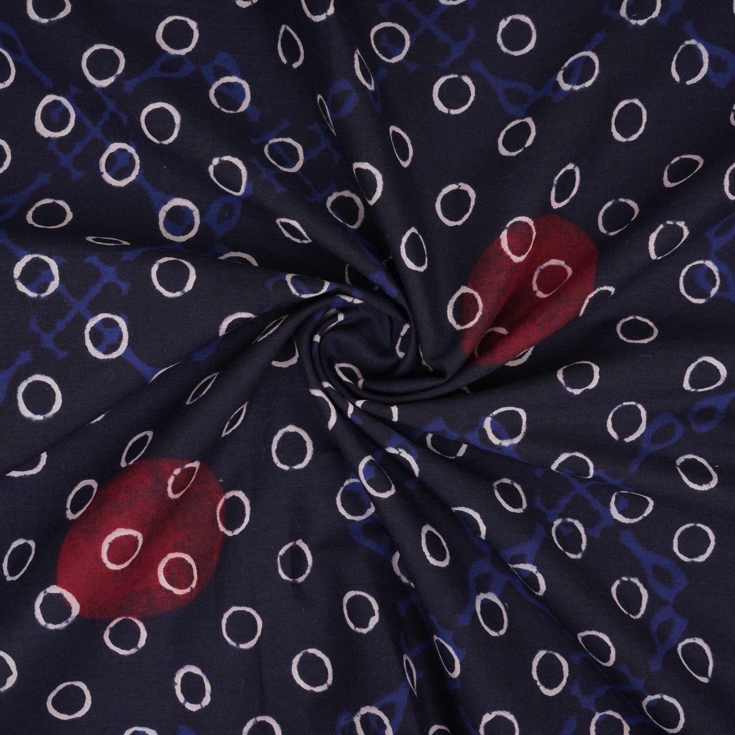 Black With Multicolor Polka Dot Cotton Fabric DE-32297