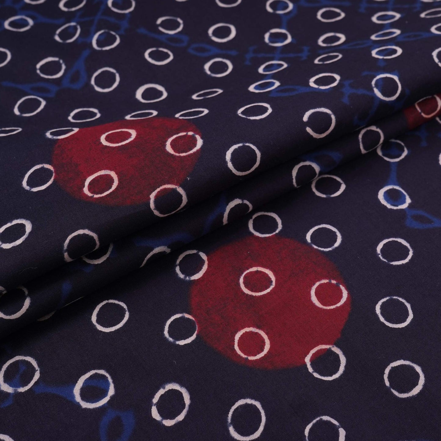Black With Multicolor Polka Dot Cotton Fabric DE-32297