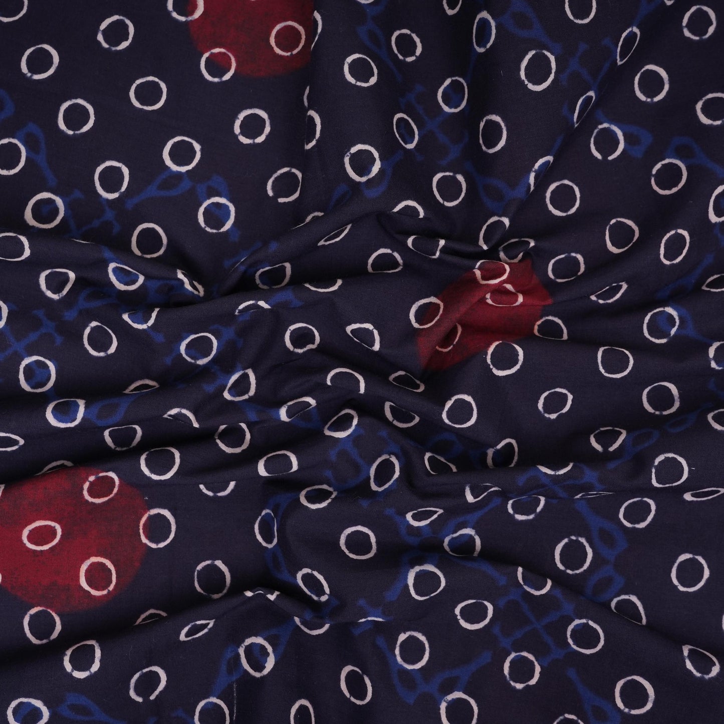 Black With Multicolor Polka Dot Cotton Fabric DE-32297