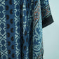 Teal Blue Ajrakh print Modal Silk Kaftan EEG-31608