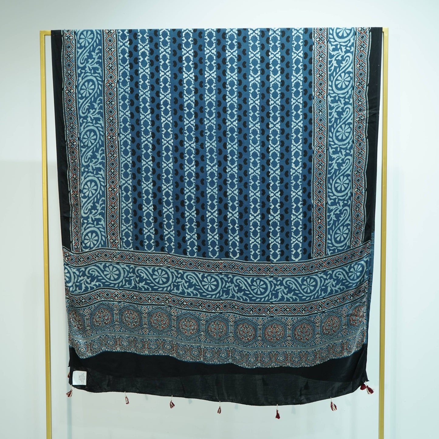 Teal Blue Ajrakh print Modal Silk Kaftan EEG-31608