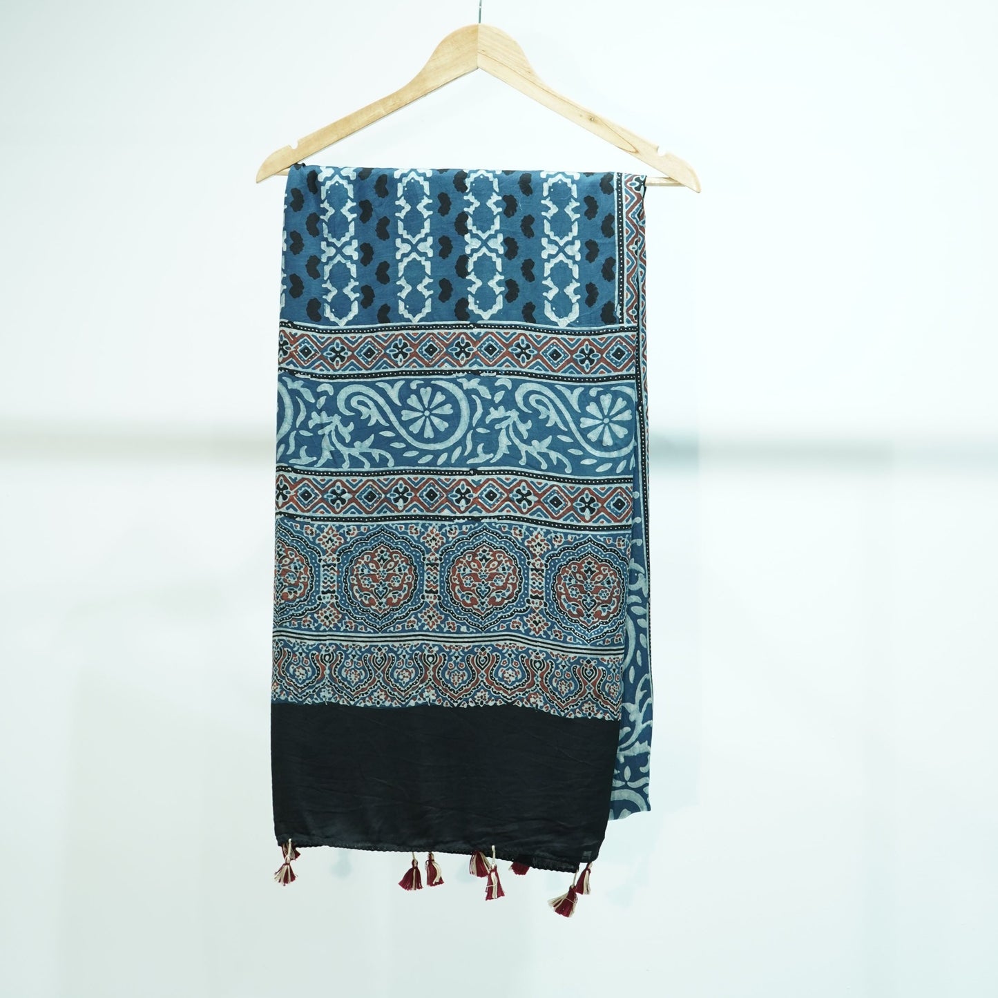 Teal Blue Ajrakh print Modal Silk Kaftan EEG-31608
