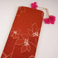 Rust Orange Floral Stripes Print Cotton Fabric DE-32293