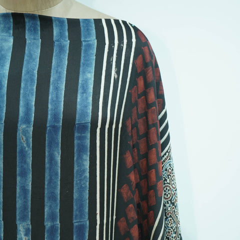 Black Ajrakh print Modal Silk Kaftan EEG-31611