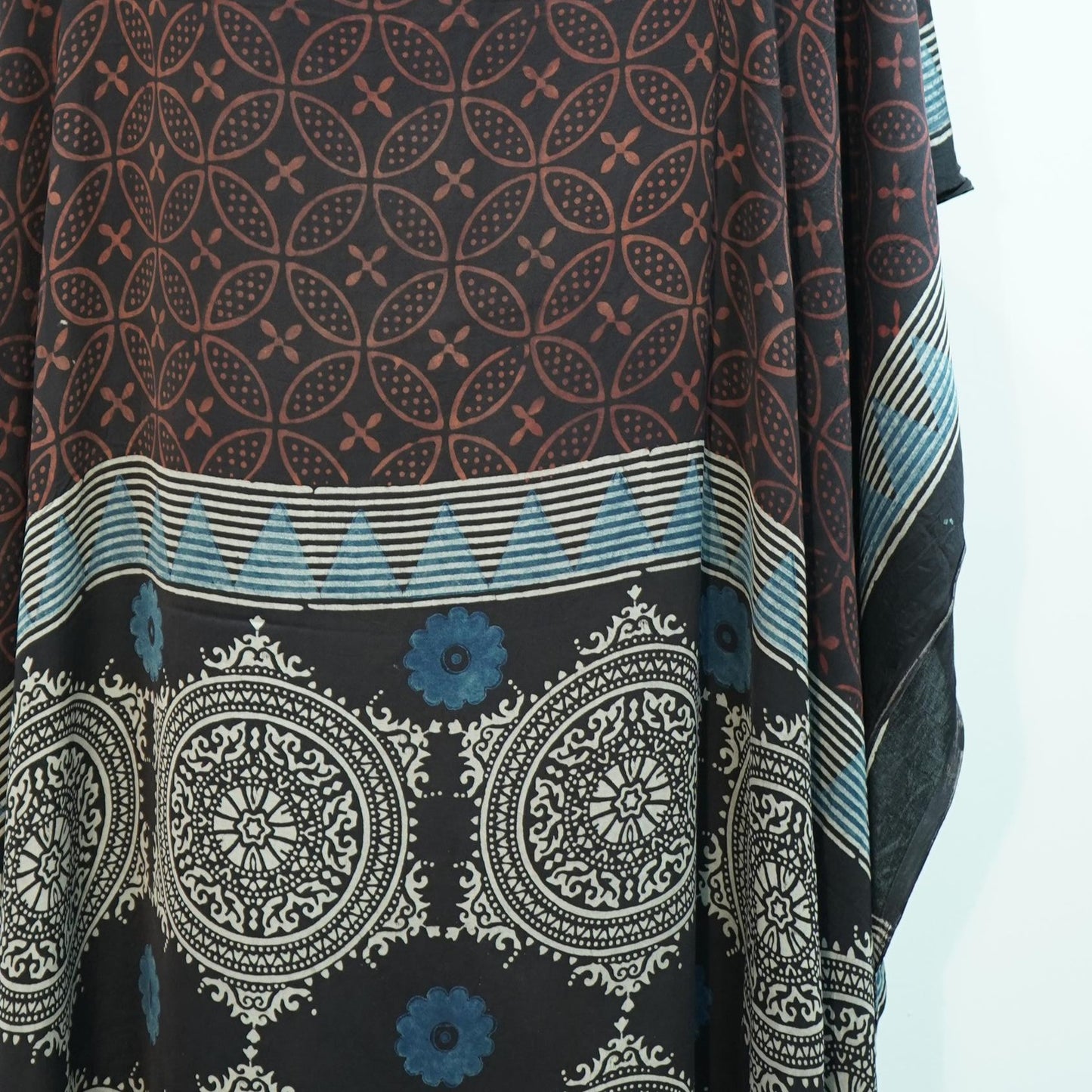 Black Ajrakh print Modal Silk Kaftan EEG-31610