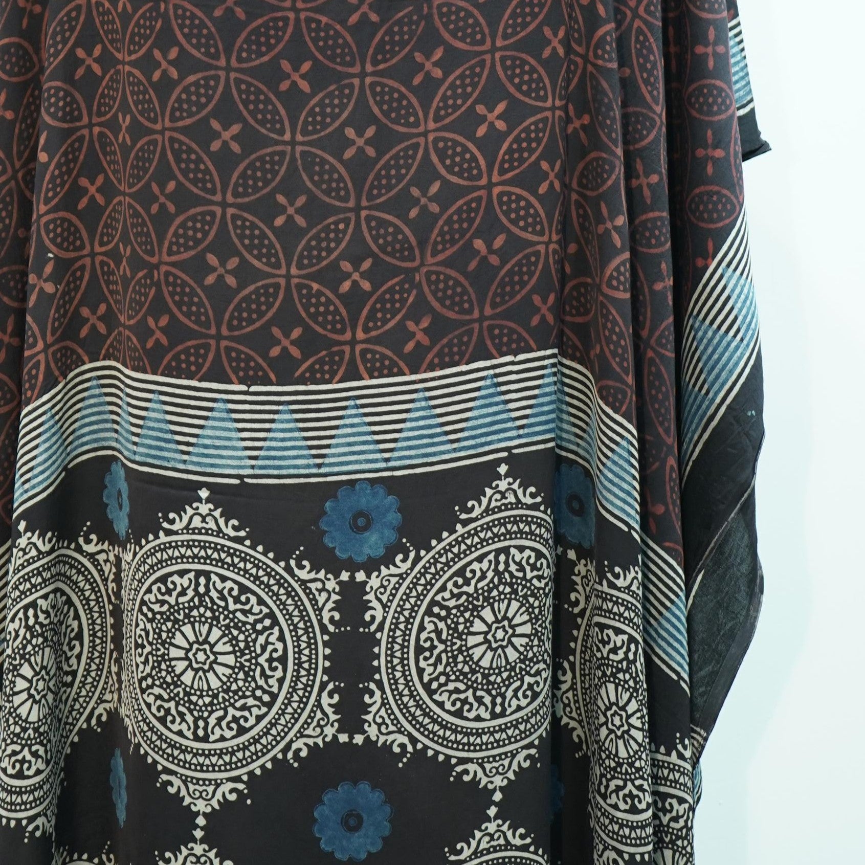 Black Ajrakh print Modal Silk Kaftan EEG-31610