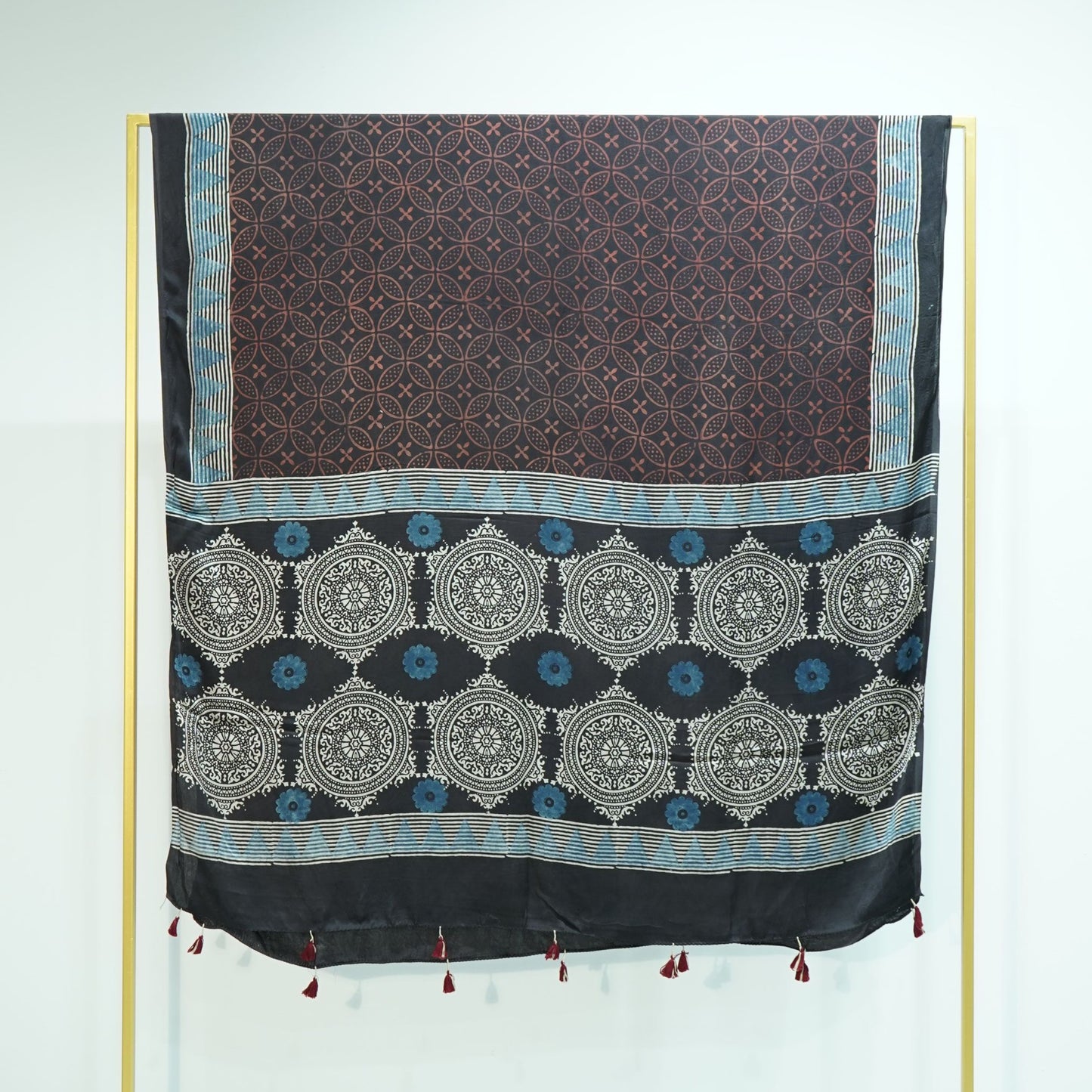 Black Ajrakh print Modal Silk Kaftan EEG-31610