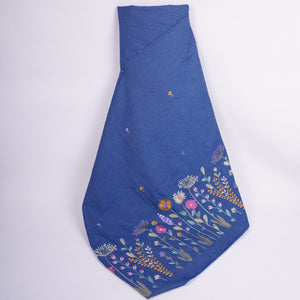 Blue Border floral embroidery Denim Fabric GPF-32288 - TradeUNO