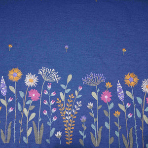 Blue Border floral embroidery Denim Fabric GPF-32288 - TradeUNO