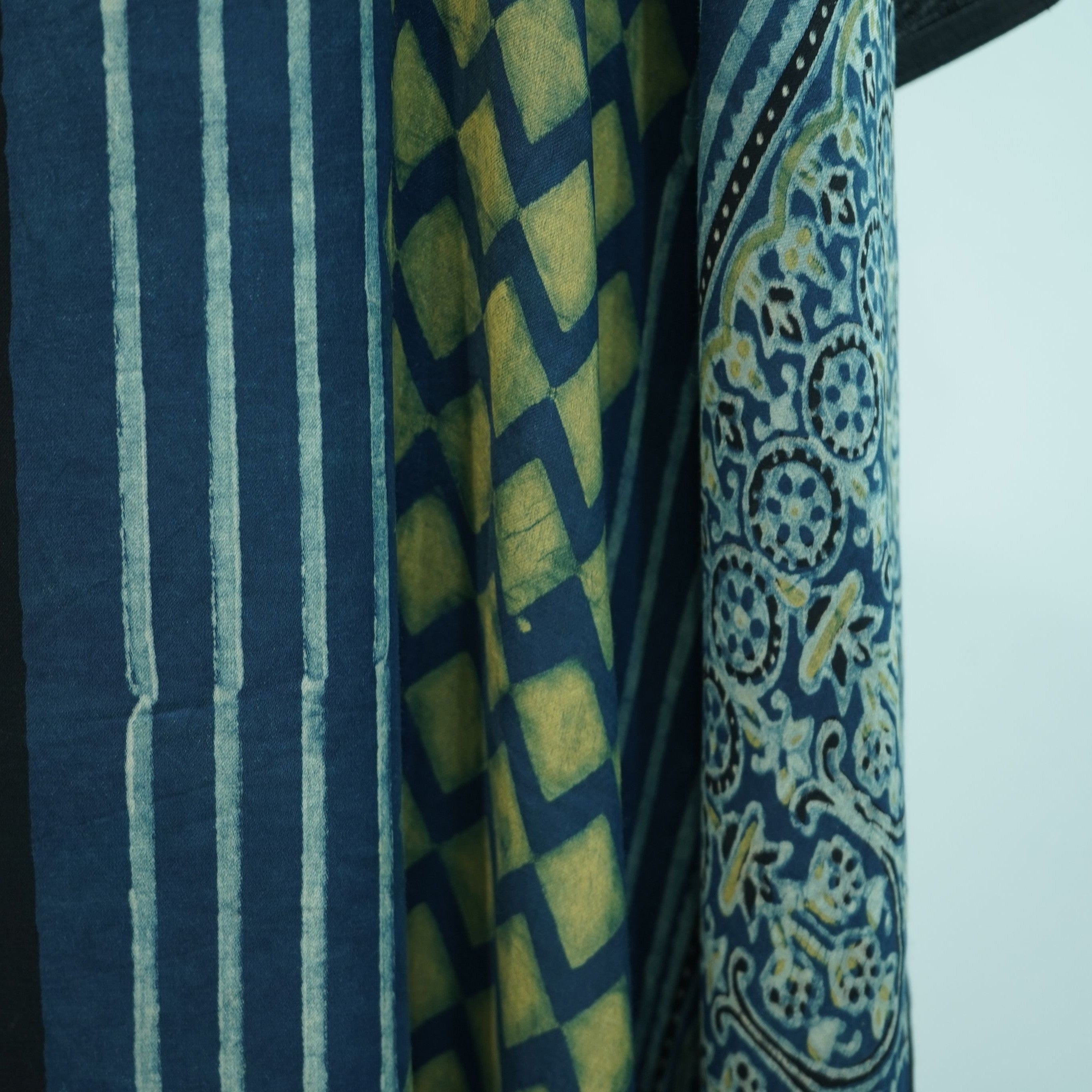 Teal Blue with Black Ajrakh print Modal Silk Kaftan EEG-31615