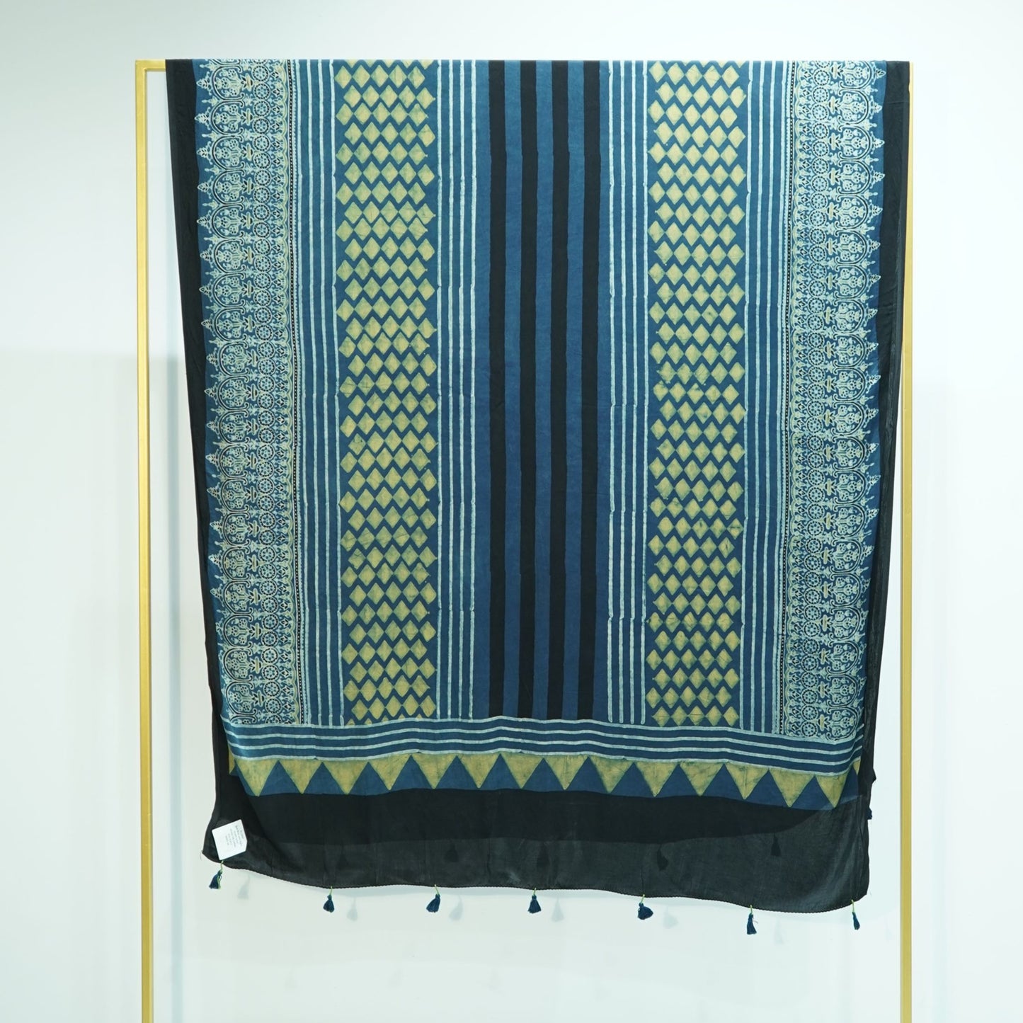Teal Blue with Black Ajrakh print Modal Silk Kaftan EEG-31615