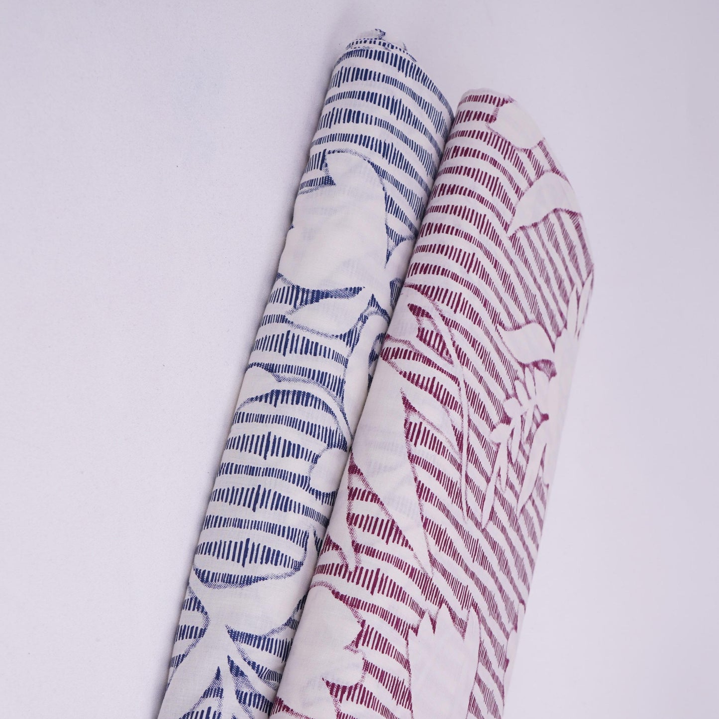 Blue Floral Print Cotton Fabric DE-32298