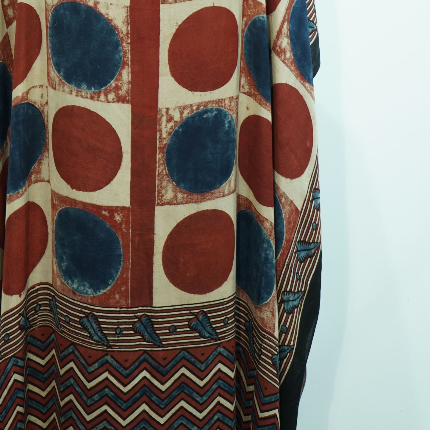 Red with Cream Polka Dot print Modal Silk Kaftan EEG-31633