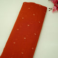 Orange Floral Thread Embroidery Chanderi Fabric AT-35103