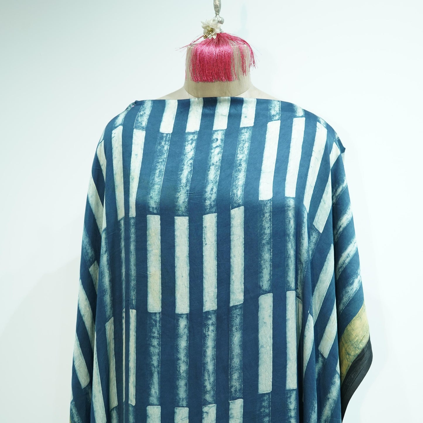 Teal Blue Ajrakh print Modal Silk Kaftan EEG-31623