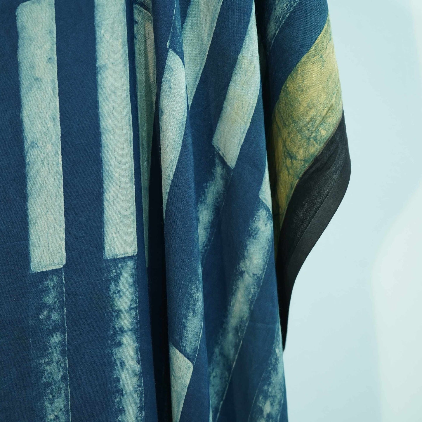Teal Blue Ajrakh print Modal Silk Kaftan EEG-31623
