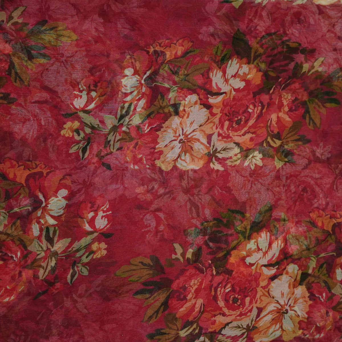 Pink Floral Print Chiffon Fabric MT-35192