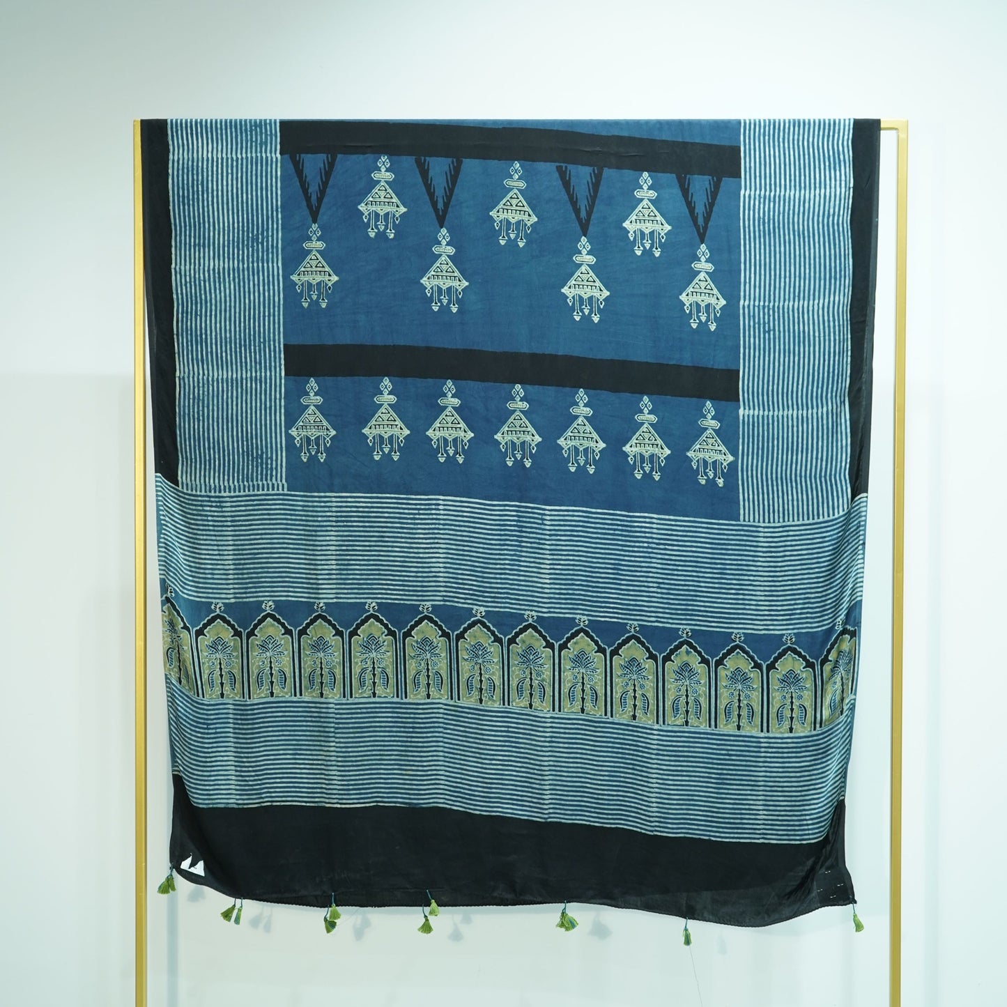 Teal Blue Ajrakh print Modal Silk Kaftan EEG-31624