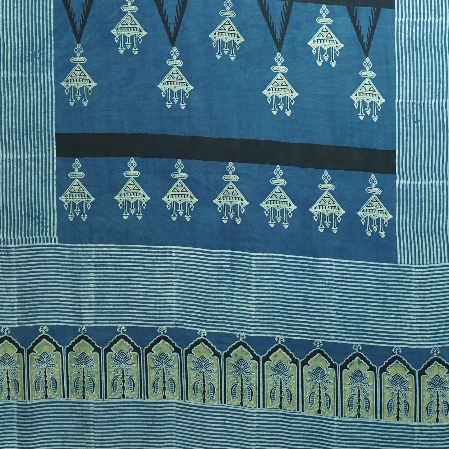 Teal Blue Ajrakh print Modal Silk Kaftan EEG-31624