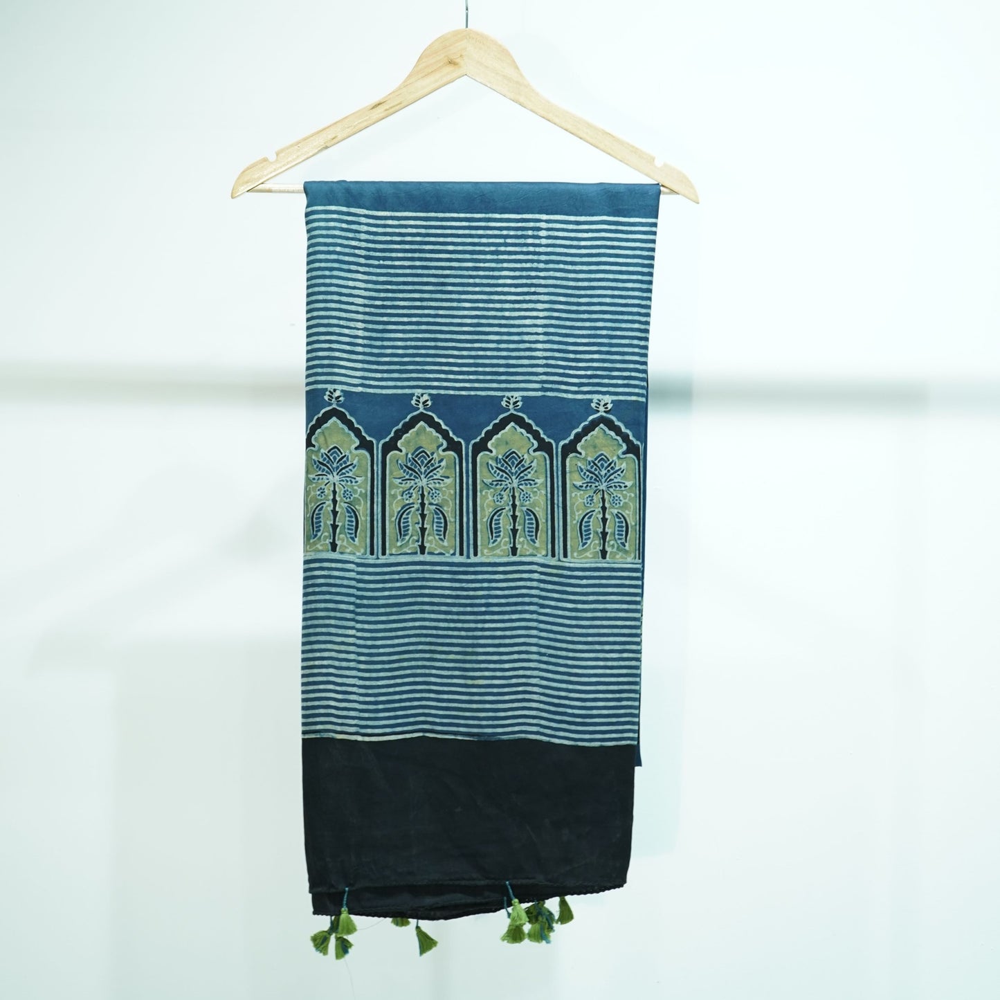 Teal Blue Ajrakh print Modal Silk Kaftan EEG-31624