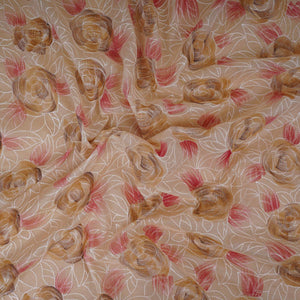 Cream Floral Thread Embroidery Chanderi Fabric UMS-32292 - TradeUNO
