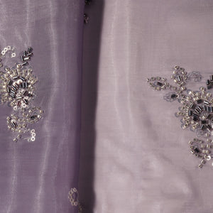 Lavender Cutdana & Sequins Embroidery Organza Fabric