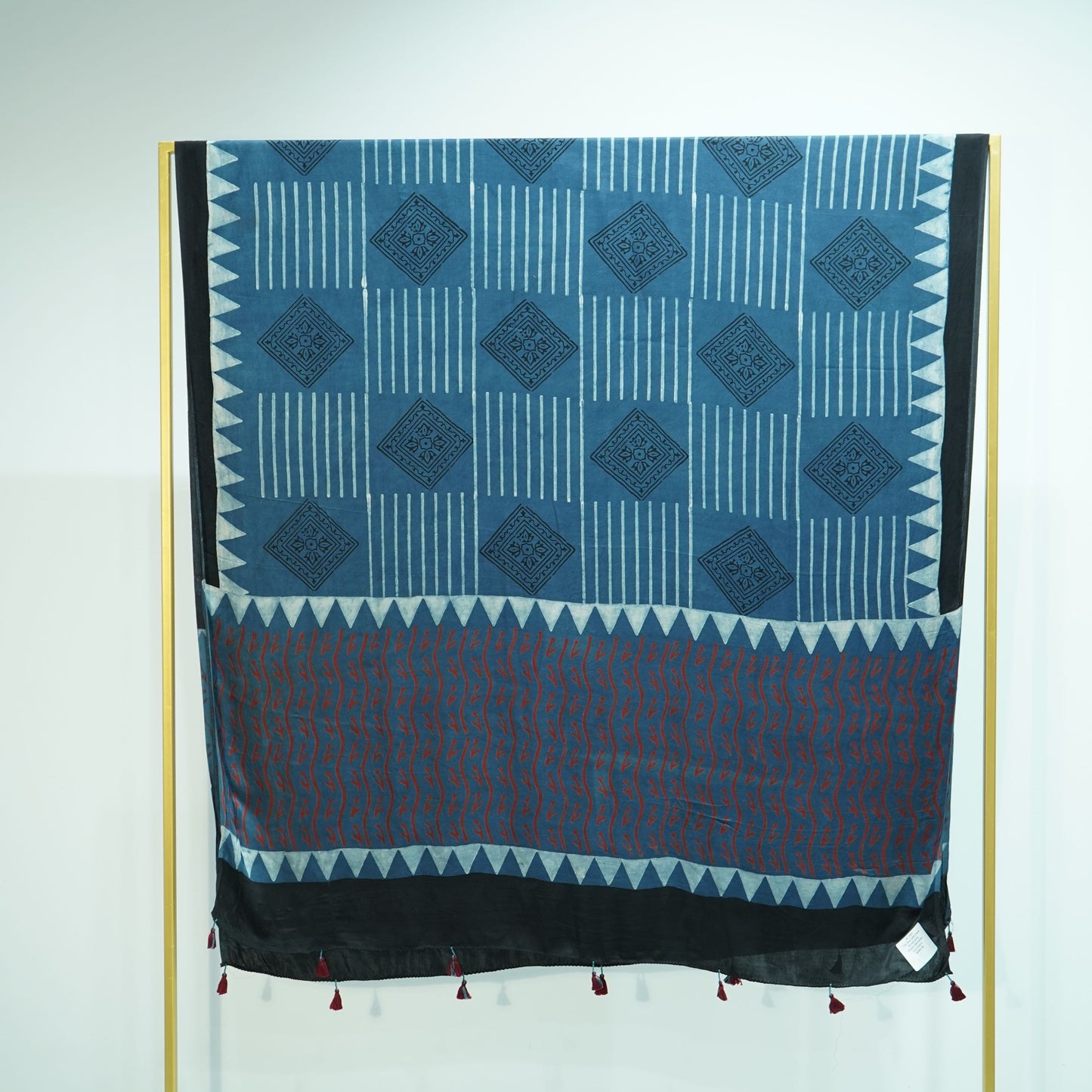 Teal Blue with Black Ajrakh print Modal Silk Kaftan EEG-31614