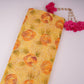 Yellow Floral Thread Embroidery Chanderi Fabric UMS-32290