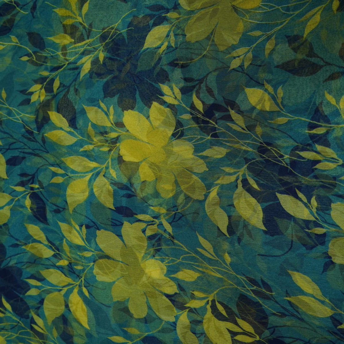 Blue Floral Print Chiffon Fabric MT-35193