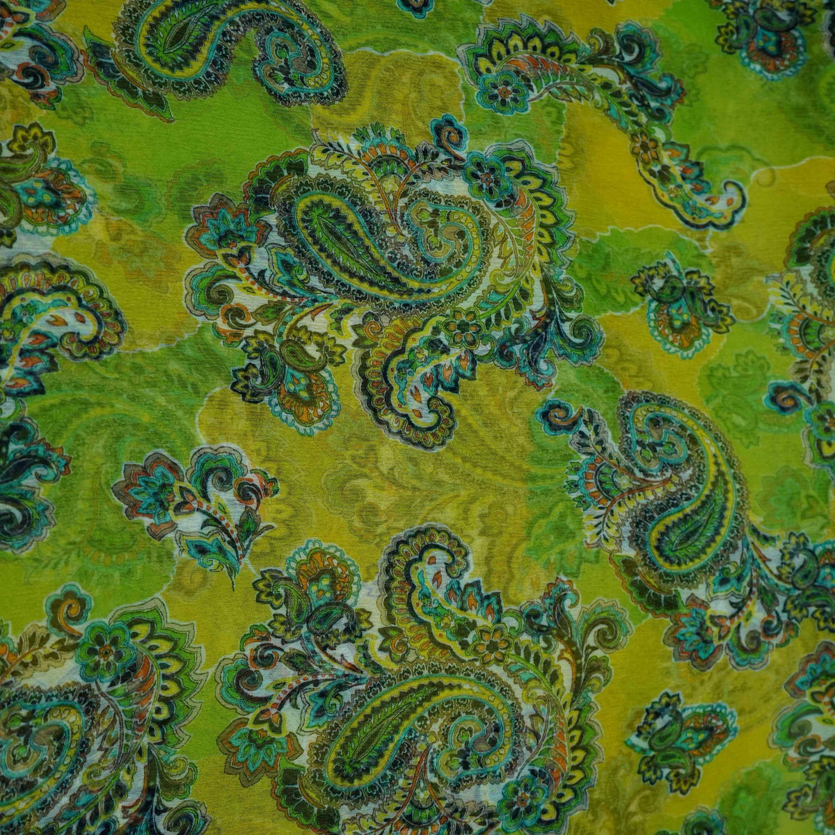 Green Floral Print Chiffon Fabric MT-35196