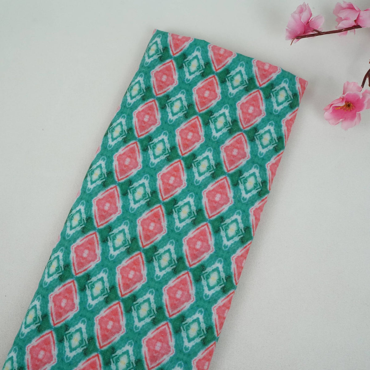 Multicolor Geometrical Print Rayon Fabric TU-5110