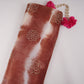 Brown with Mustard Sequins embroidery Shibori Chinon Fabric VF-32277