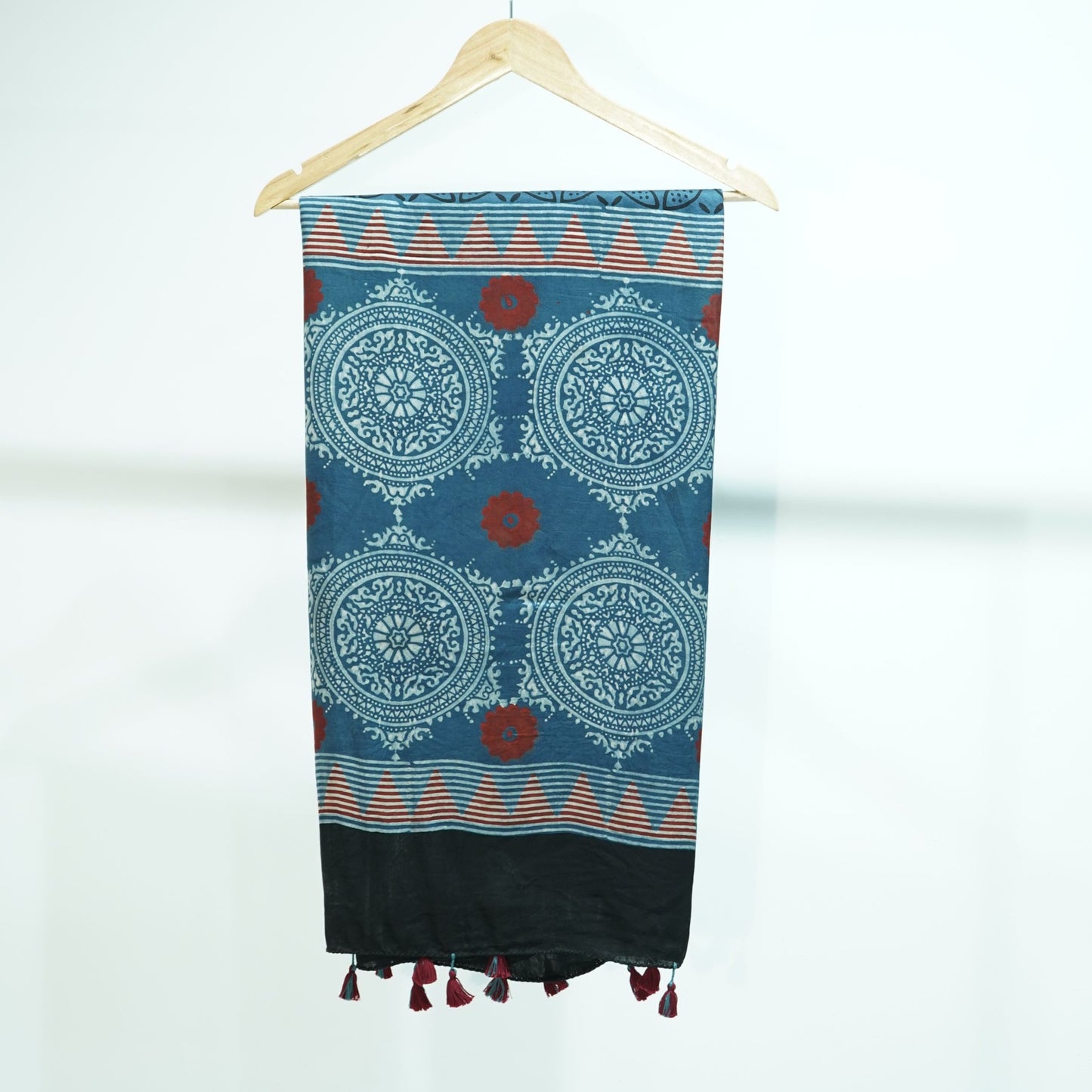 Teal Blue Ajrakh print Modal Silk Kaftan EEG-31626