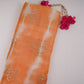 Olive Green with Peach Sequins embroidery Shibori Malai Chanderi Fabric VF-32275