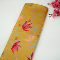 Yellow Floral Print Chanderi Silk Fabric SC-35222
