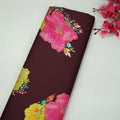 Wine Floral Print Modal Satin Fabric SC-35212